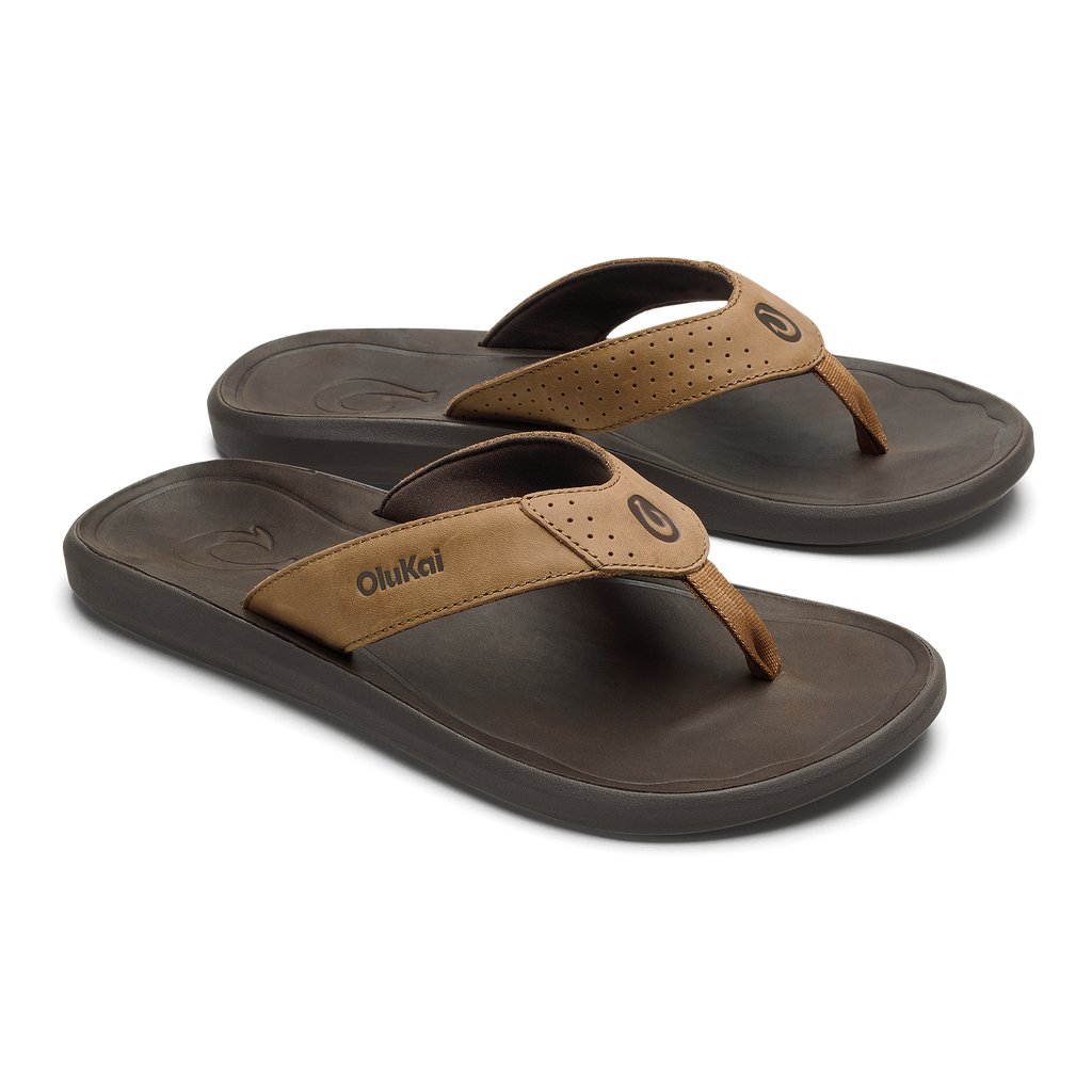 Pili Men's Leather Sandals - Tan / Dk Java