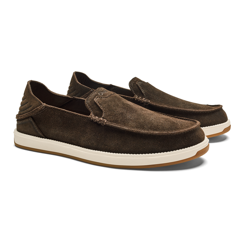 Kakaha Nia Men's Leather Slip-On Shoes - Dark Wood