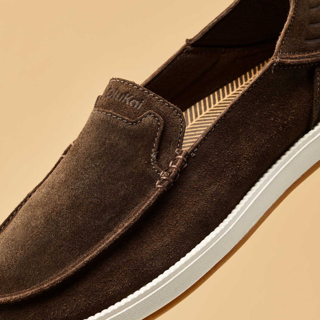 Kakaha Nia Men's Leather Slip-On Shoes - Dark Wood