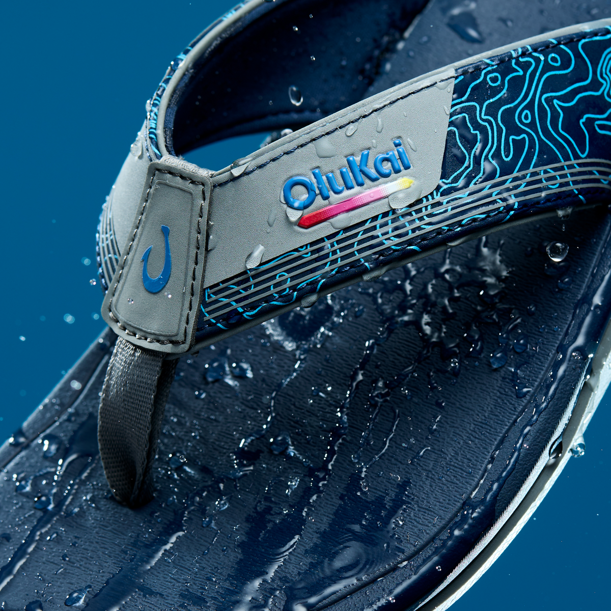 Ahi Kai Men's Beach Sandals - Poi / Blue Depth