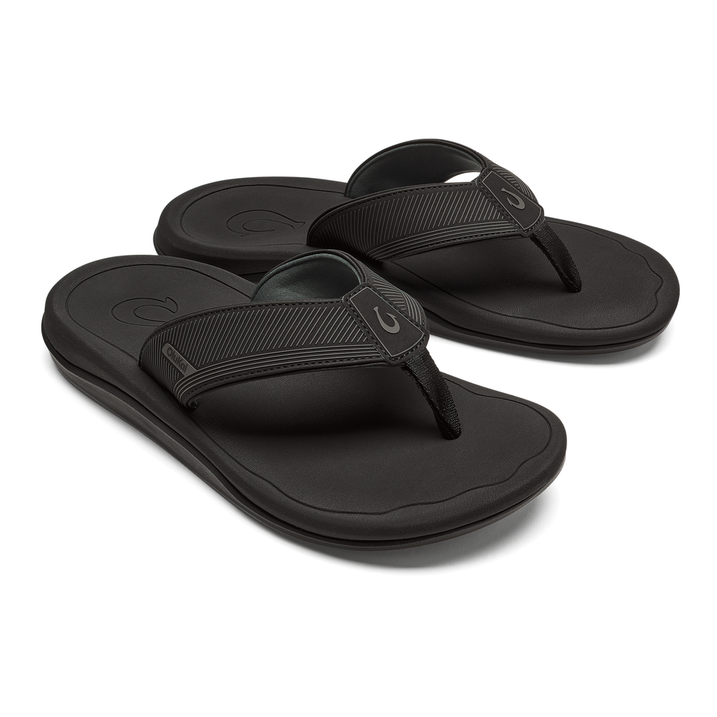 Ahi Kai Men's Beach Sandals - Black / Black