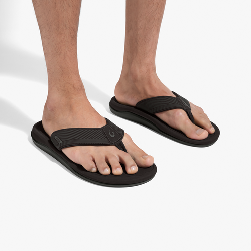 Ahi Kai Men's Beach Sandals - Black / Black