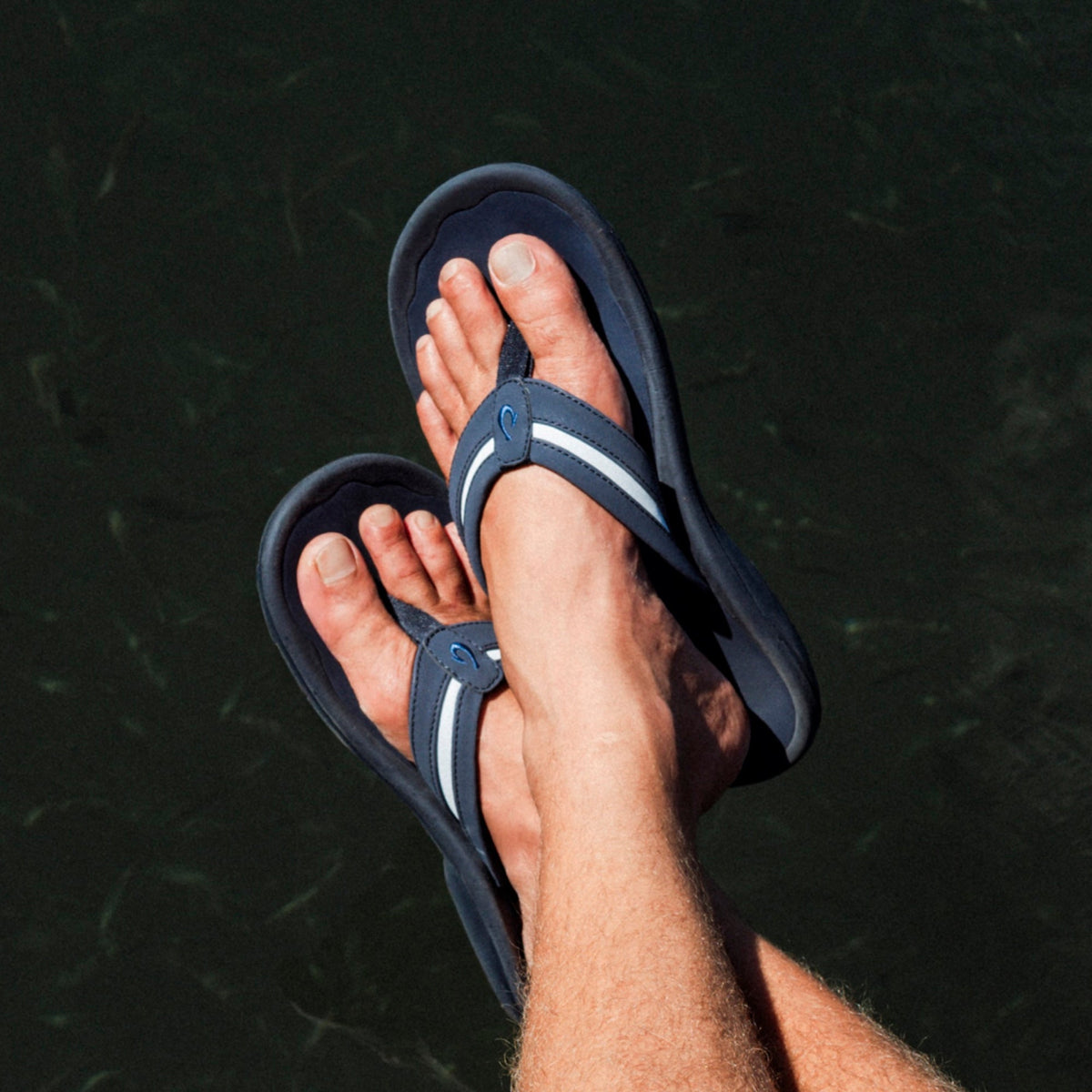 Ohana Palua Men's Beach Sandals - Bright White / Americana