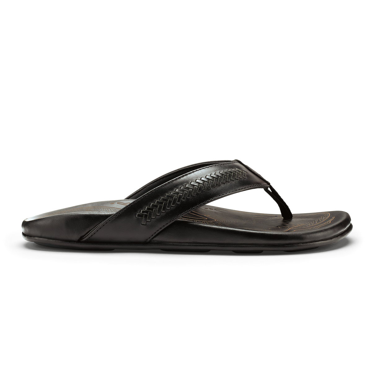 Mea Ola Mano Men's Leather Sandals - Black / Dk Shadow