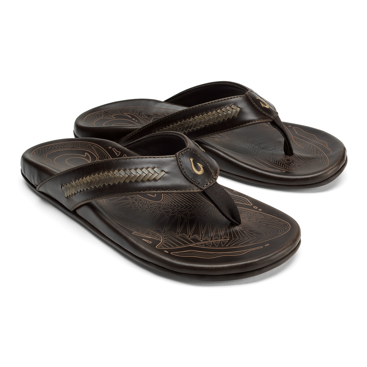 Mea Ola Mano Men's Leather Sandals - Dk Java / Mustang