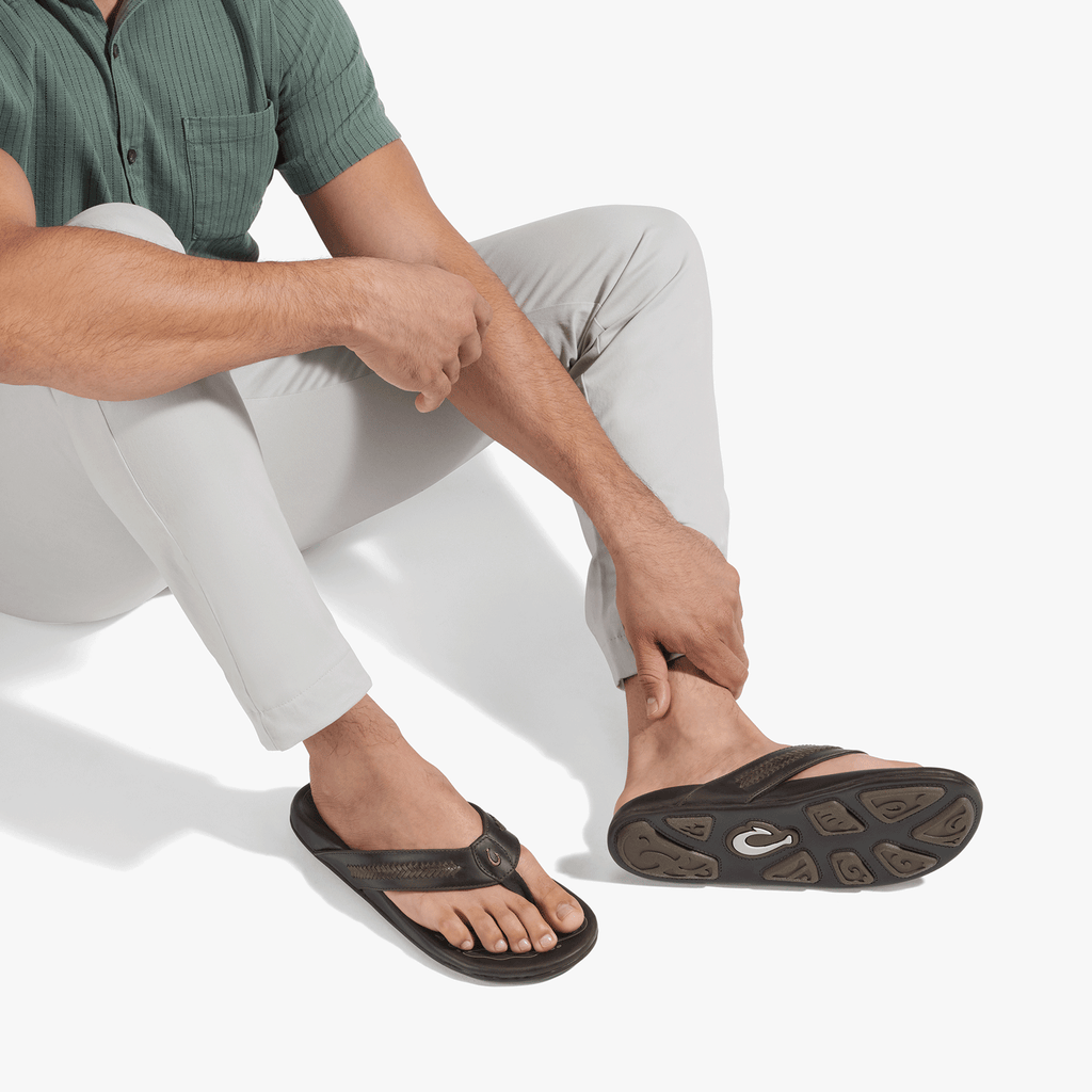 Mea Ola Mano Men's Leather Sandals - Dk Java / Mustang
