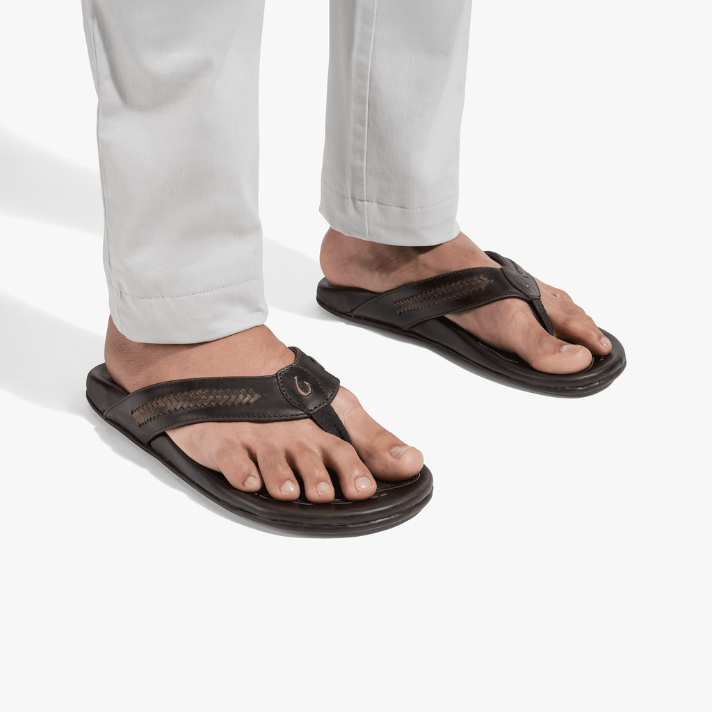 Mea Ola Mano Men's Leather Sandals - Dk Java / Mustang
