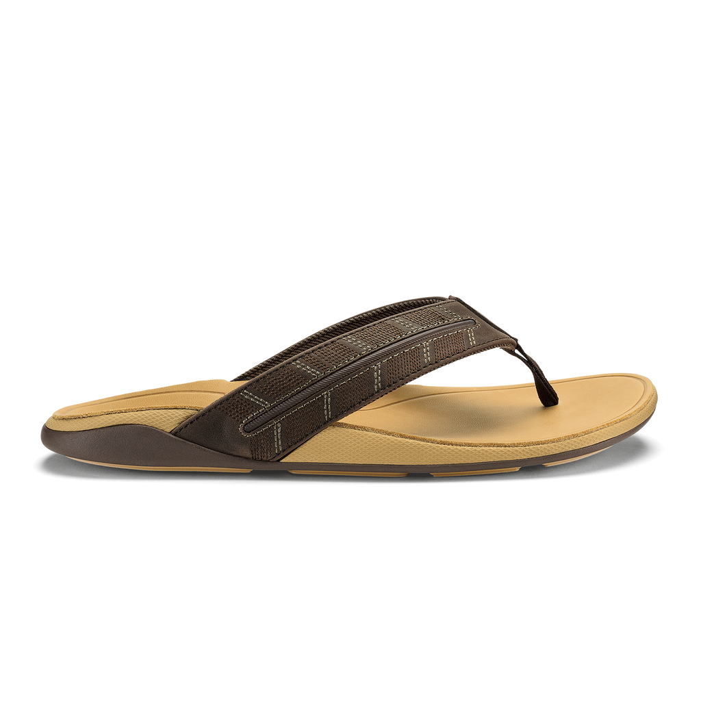 Tuahine Palm Men's Beach Sandals - Dk Java / Golden Sand