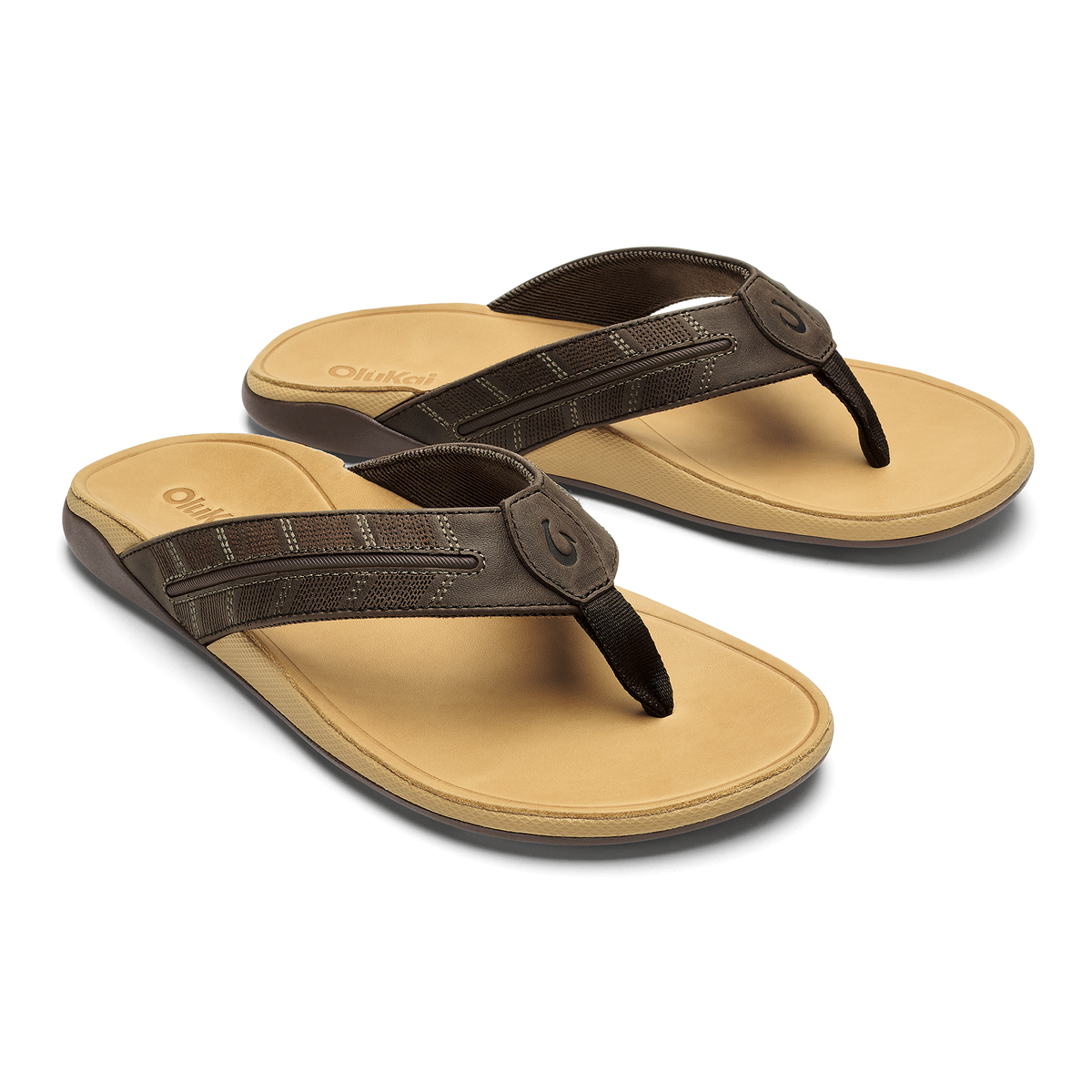 Tuahine Palm Men's Beach Sandals - Dk Java / Golden Sand