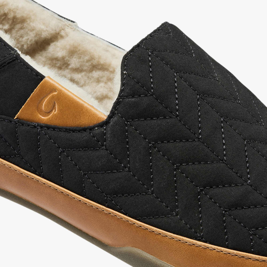 Hanohano Men's Waxed Canvas Slippers - Black / Black