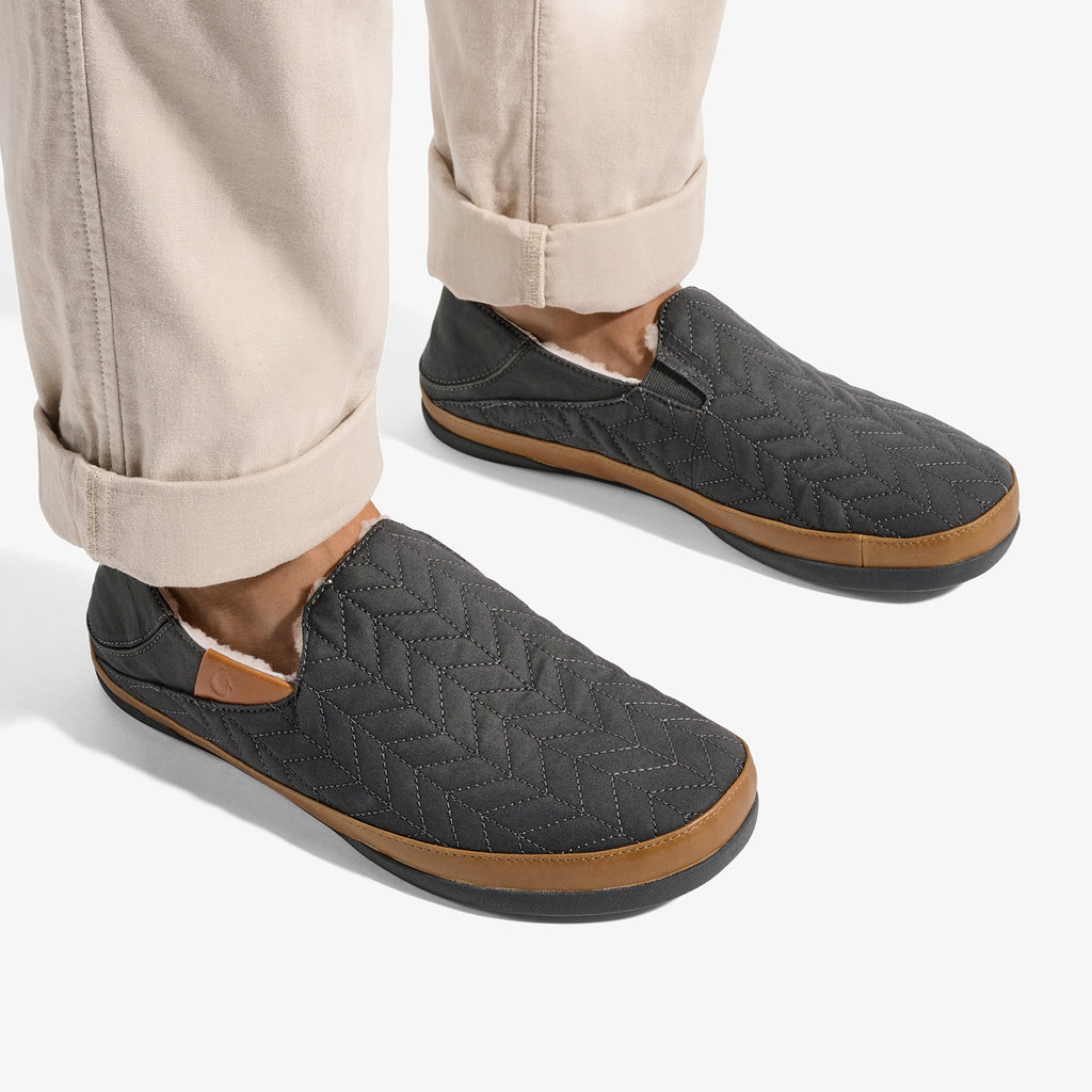 Hanohano Men's Waxed Canvas Slippers - Dark Shadow