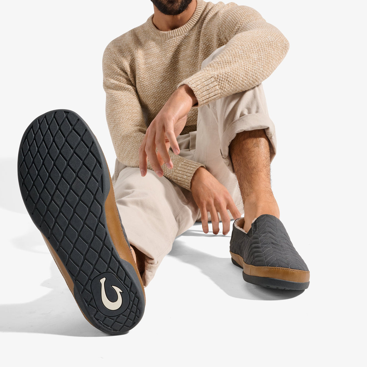 Hanohano Men's Waxed Canvas Slippers - Dark Shadow