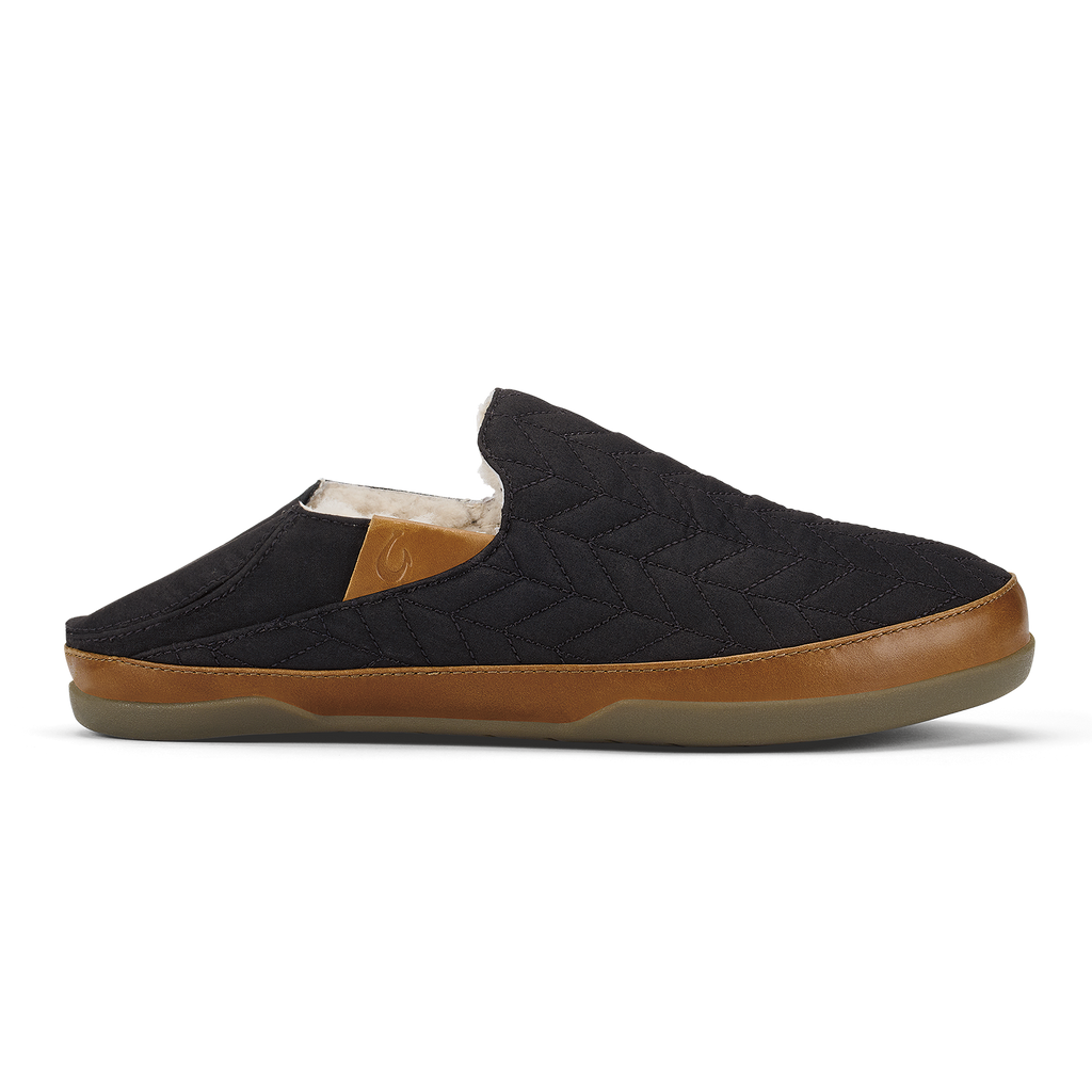 Hanohano Men's Waxed Canvas Slippers - Black / Black