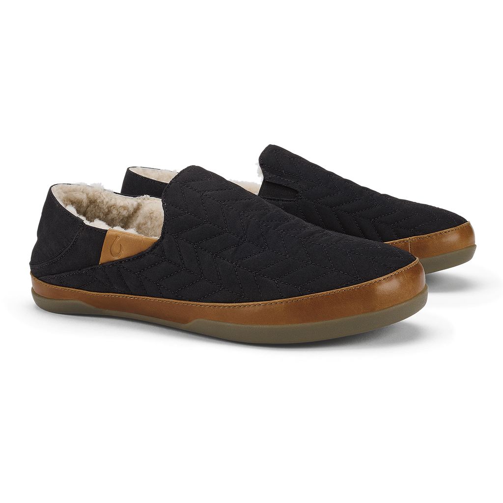 Hanohano Men's Waxed Canvas Slippers - Black / Black