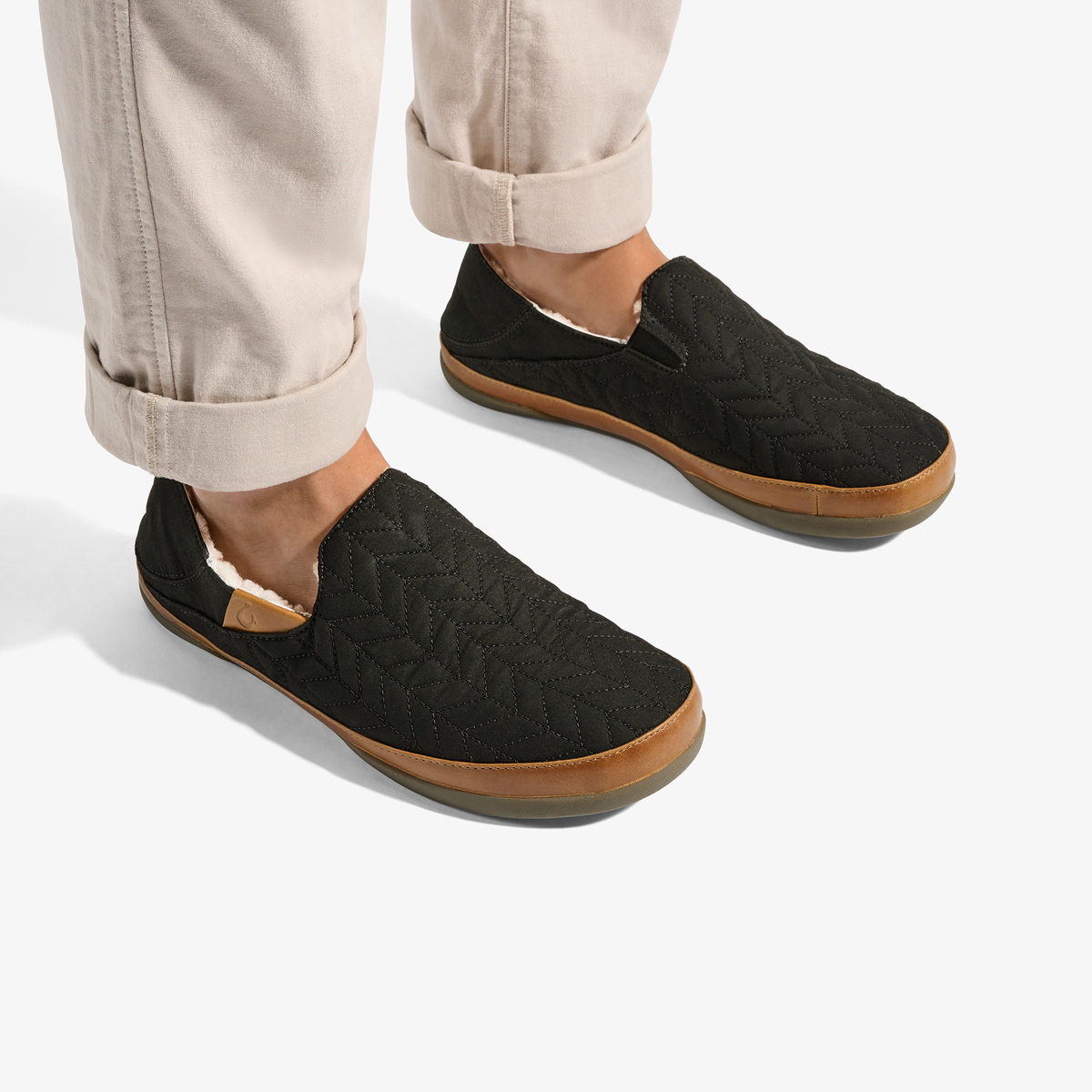 Hanohano Men's Waxed Canvas Slippers - Black / Black