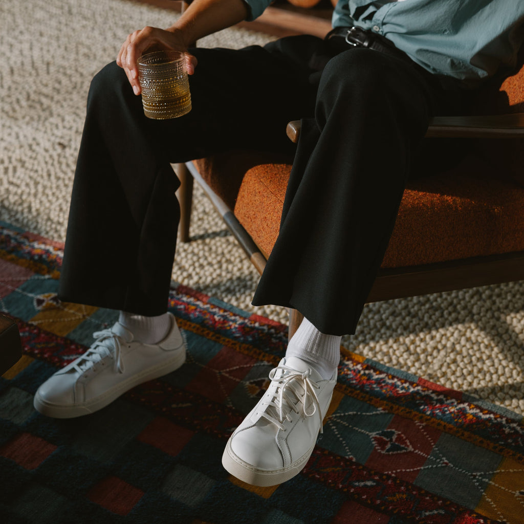 Kou Lace Up Men's Sneakers - White / White