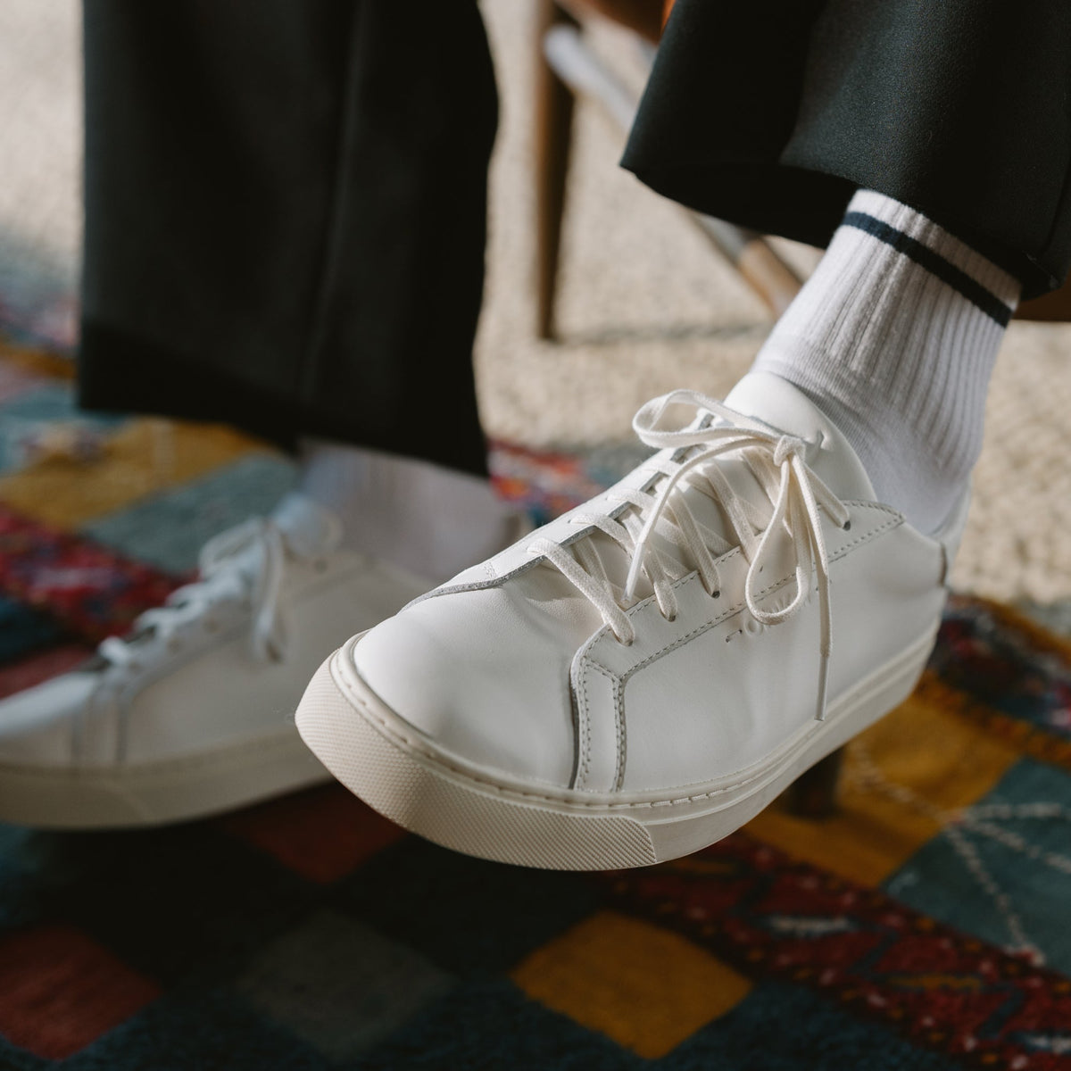 Kou Lace Up Men's Sneakers - White / White