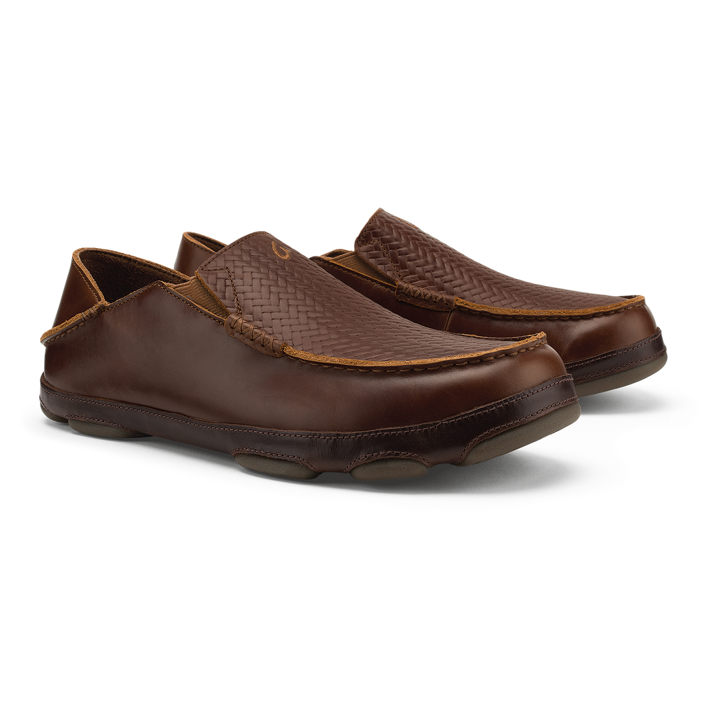 Moloa Lauhala Men's Slip-On Shoes - Toffee / Dk Java