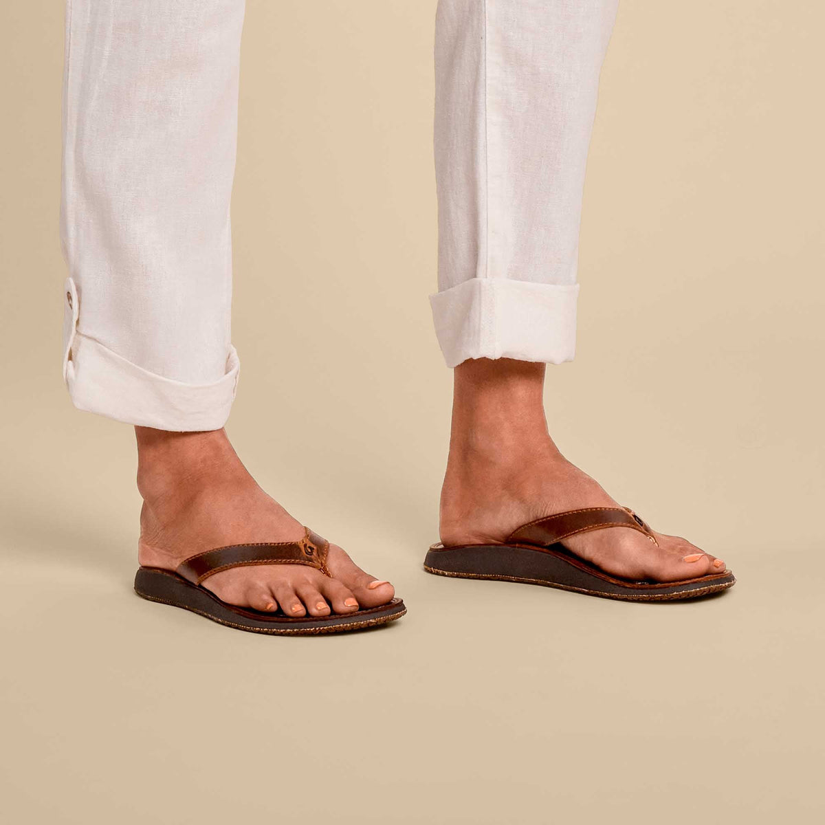 Paniolo Women's Leather Sandals - Natural