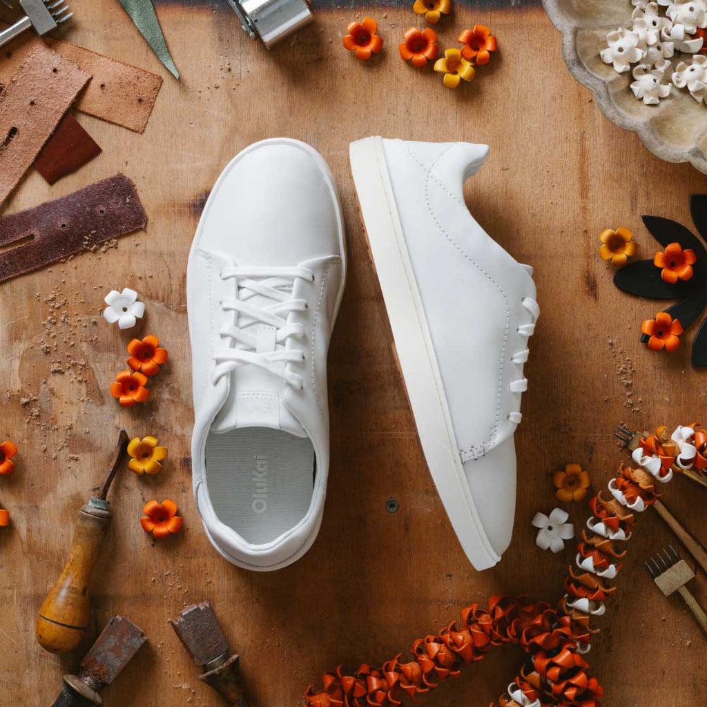 Pehuea Li Ili Women's Everyday Leather Sneakers - White