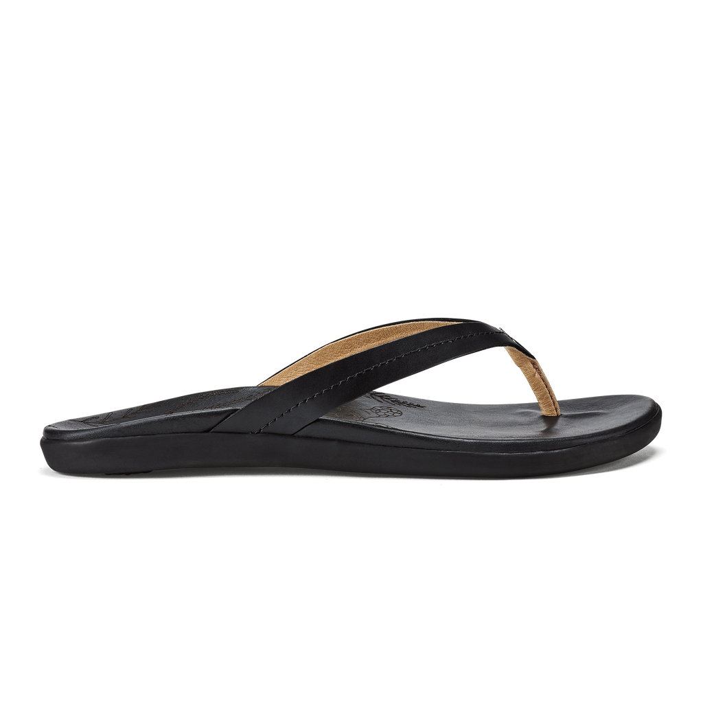 Honu Women's Leather Beach Sandals - Black