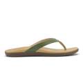 Honu Women's Leather Beach Sandals - Green Olive / Golden Sand