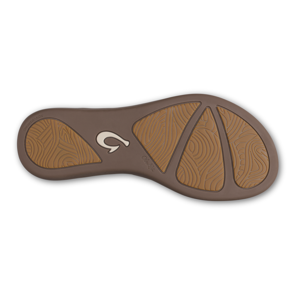 Honu Women's Leather Beach Sandals - Green Olive / Golden Sand
