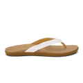 Honu Women's Leather Beach Sandals - Bright White / Golden Sand