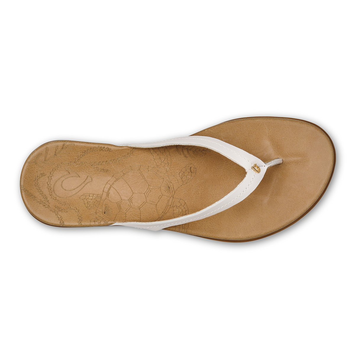 Honu Women's Leather Beach Sandals - Bright White / Golden Sand