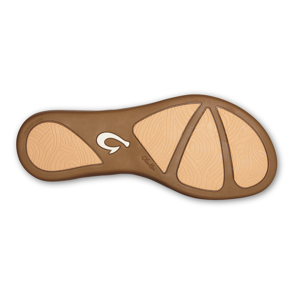 Honu Women's Leather Beach Sandals - Bright White / Golden Sand