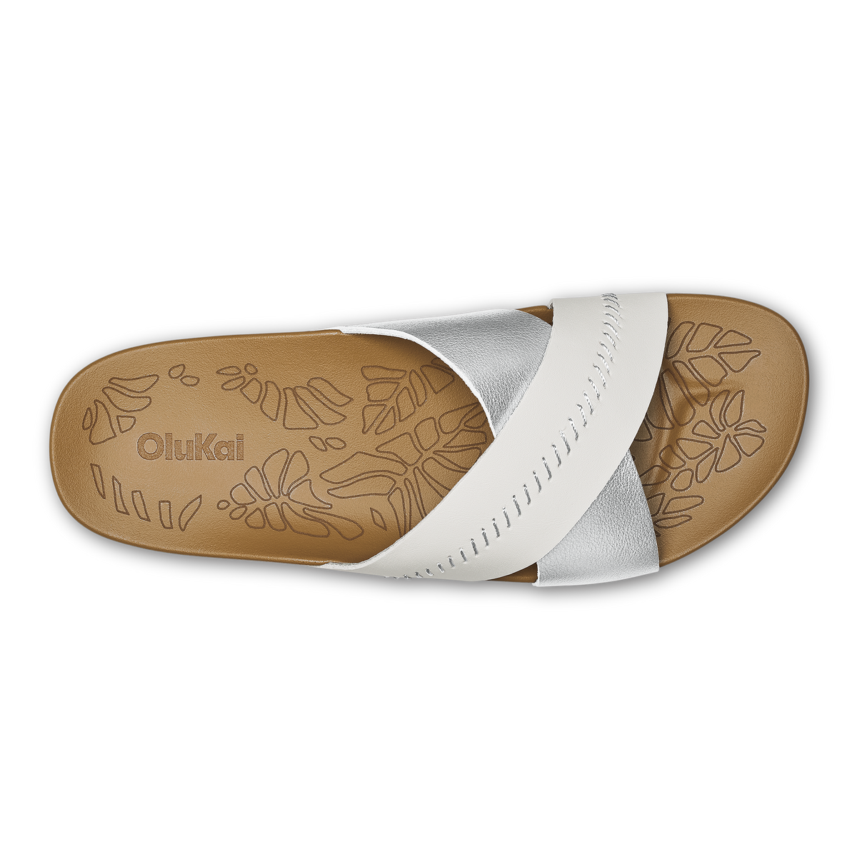 Kipea Olu Women's Leather Slide Sandals - Silver / Sahara