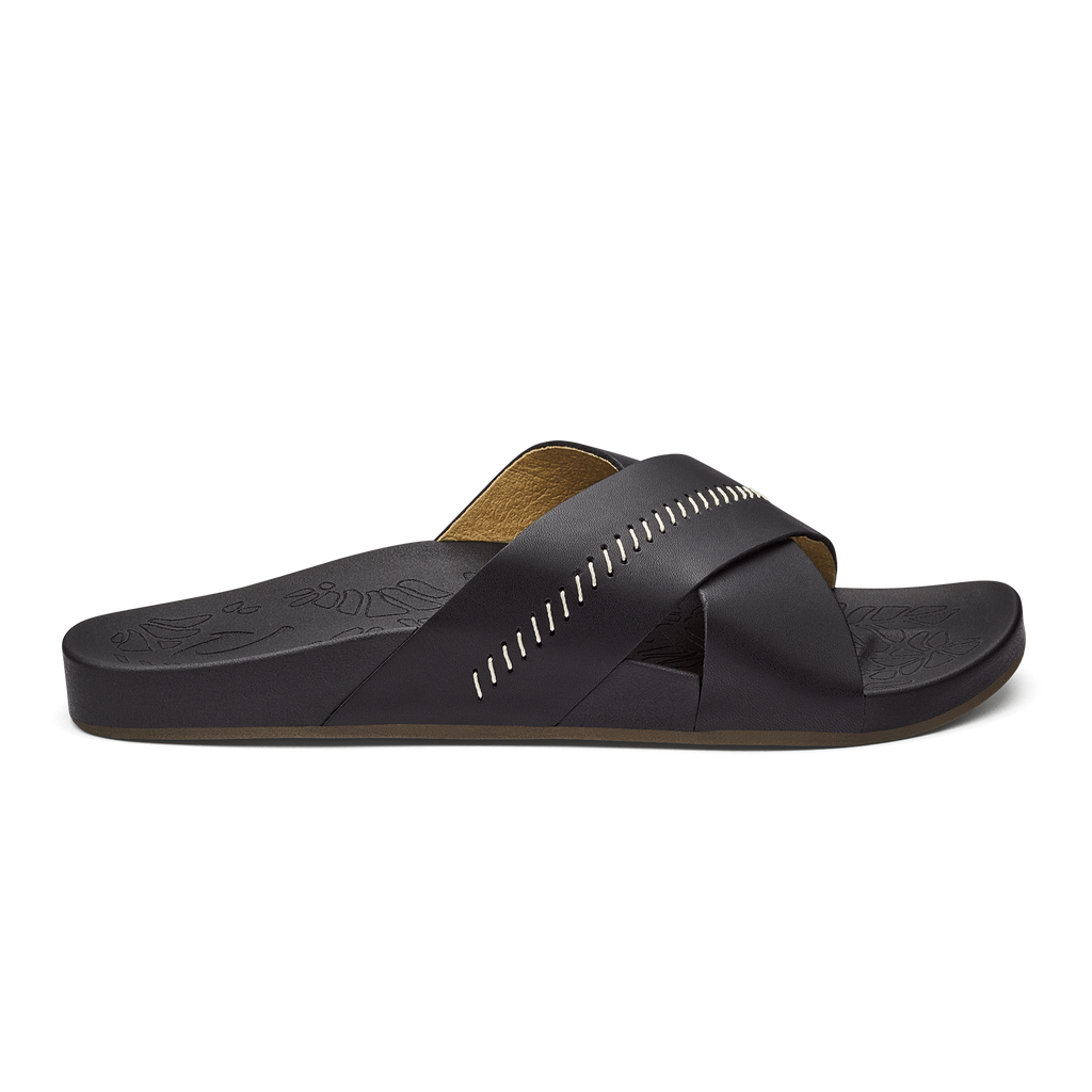 Kipea Olu Women's Leather Slide Sandals - Black