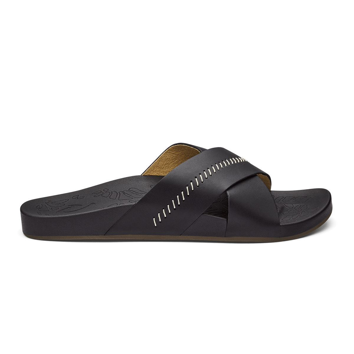 Kipea Olu Women's Leather Slide Sandals - Black