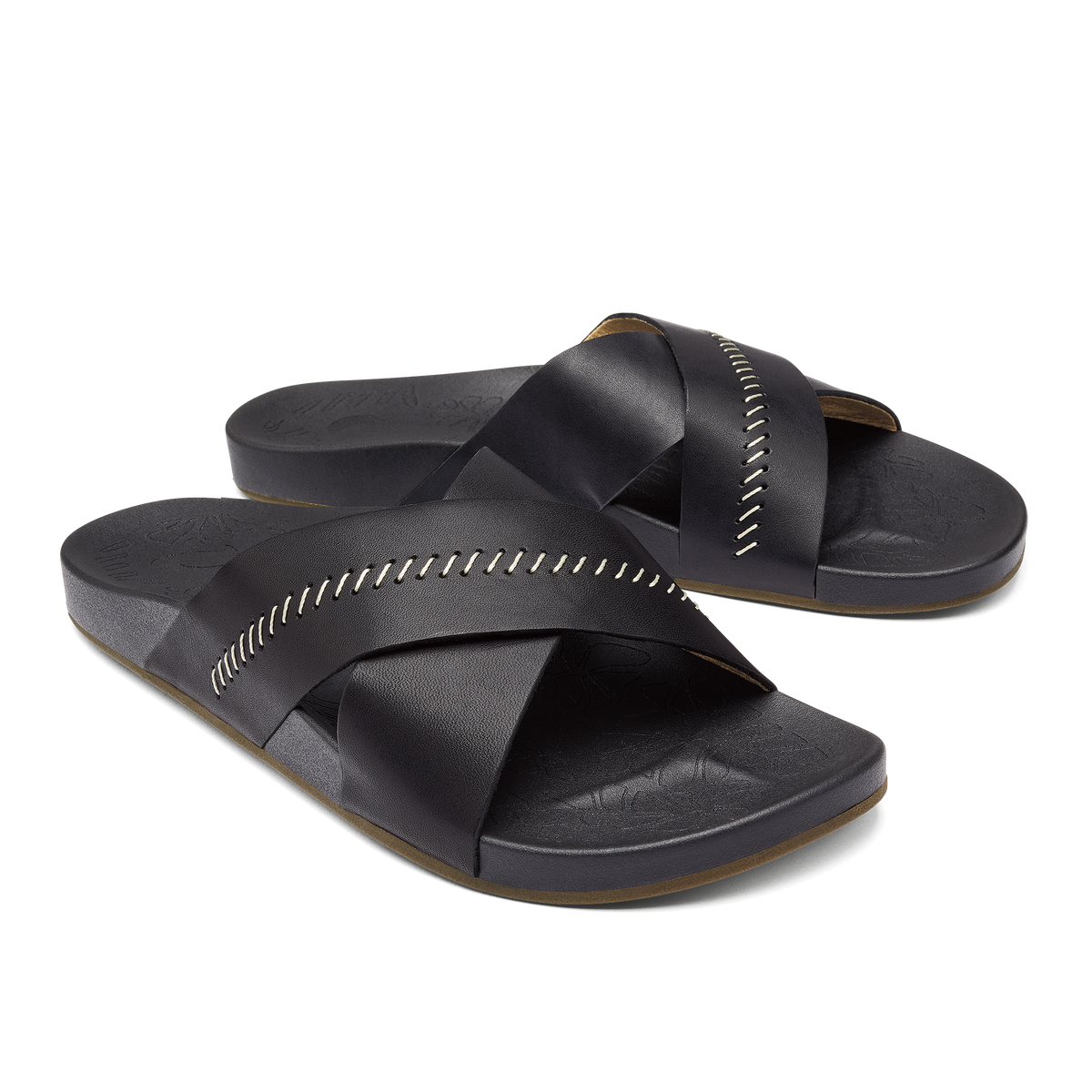 Kipea Olu Women's Leather Slide Sandals - Black