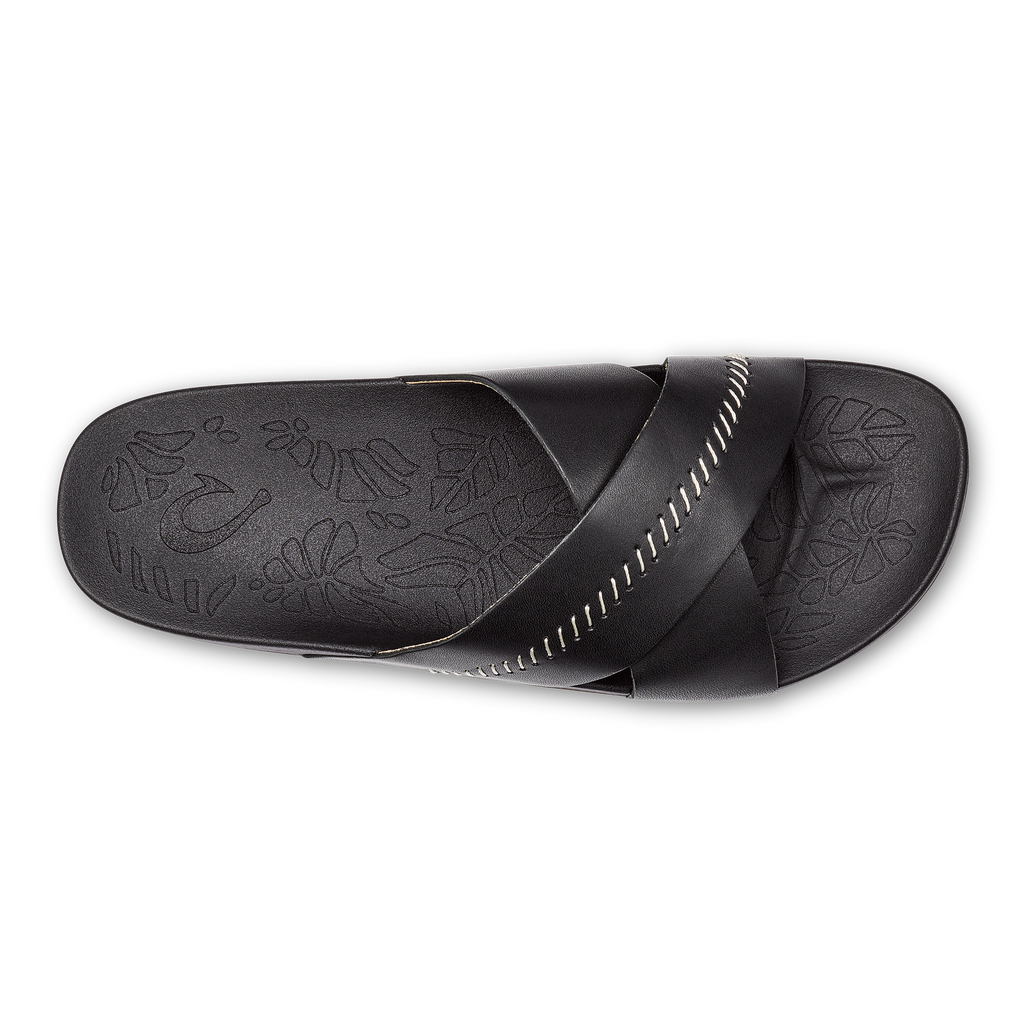 Kipea Olu Women's Leather Slide Sandals - Black