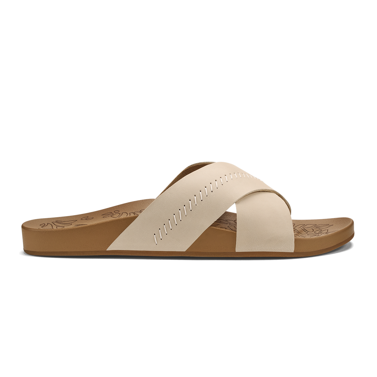 Kipea Olu Women's Leather Slide Sandals - Puka / Tan