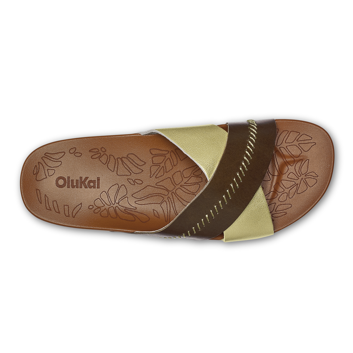 Kipea Olu Women's Leather Slide Sandals - Wheat Gold / Toffee