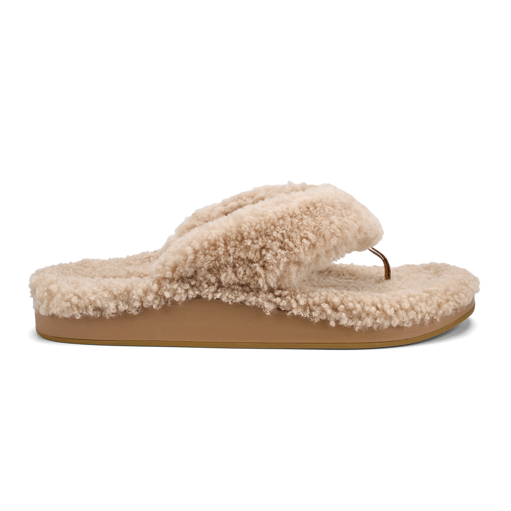 Kipea Heu Women's Fuzzy Slipper Sandals - Tan
