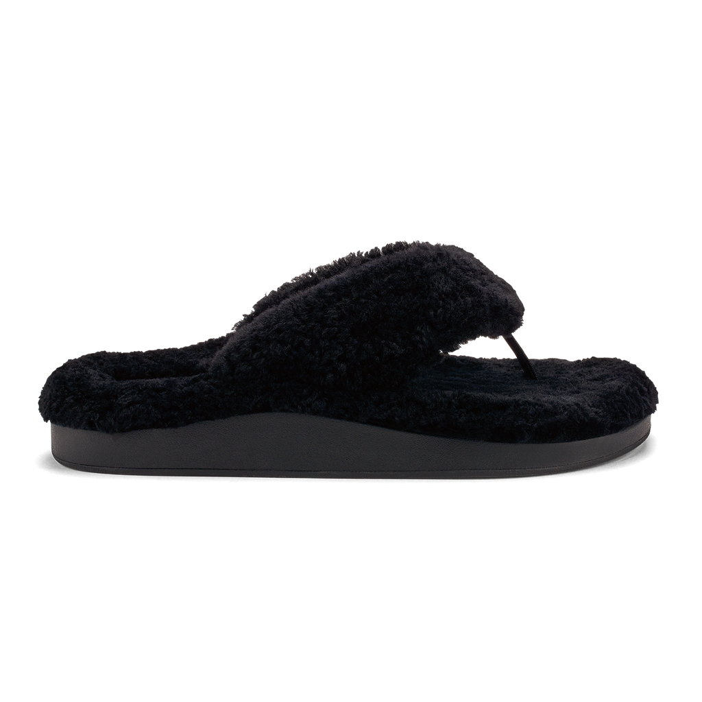 Kipea Heu Women's Fuzzy Slipper Sandals - Black