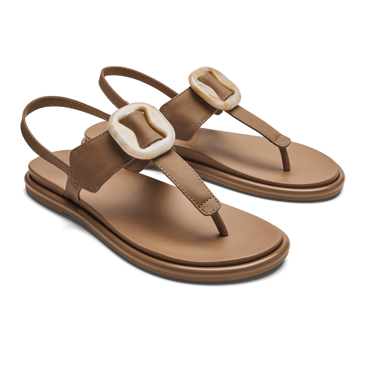 Lai T Bar Women's Strappy Beach Sandals - Tan / Tan