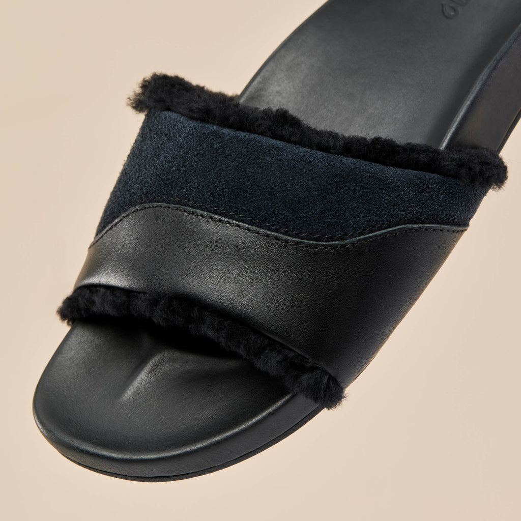 Hoala Slide Women's Leather Slide Sandals - Black