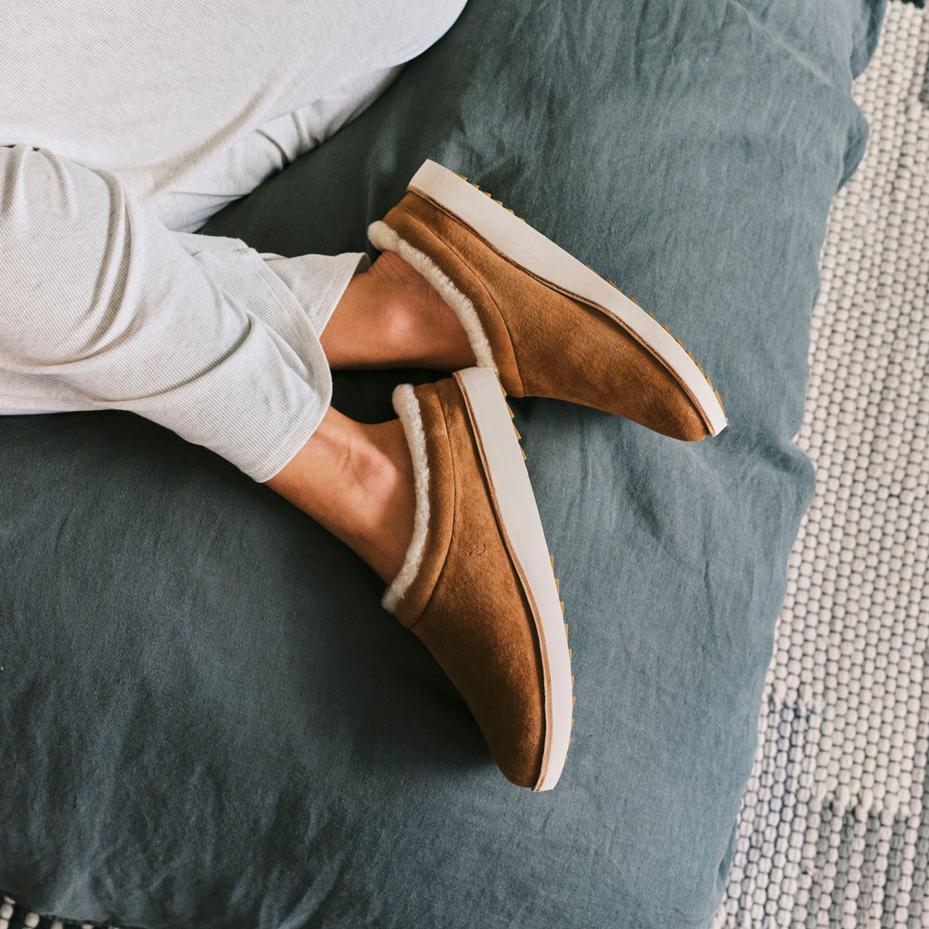 Mani Women's Leather Mule Slippers - Tan / Golden Sand
