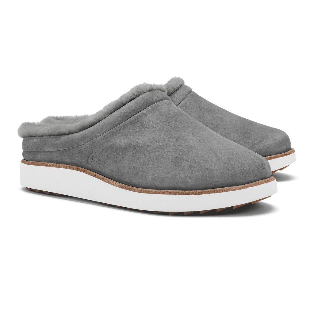 Mani Women's Leather Mule Slippers - Fog / Golden Sand