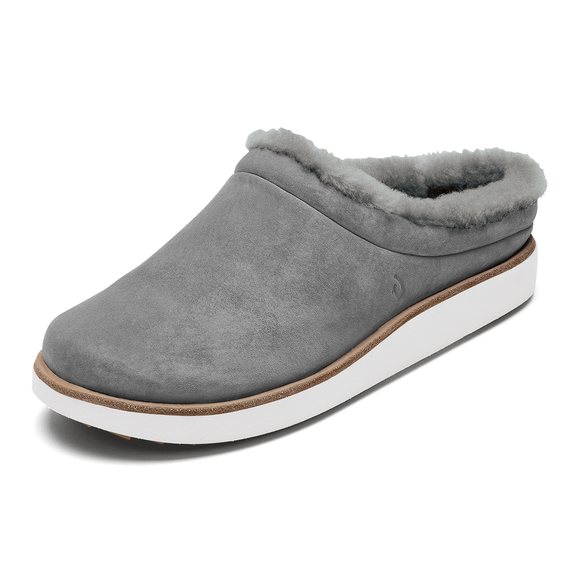 Mani Women's Leather Mule Slippers - Fog / Golden Sand