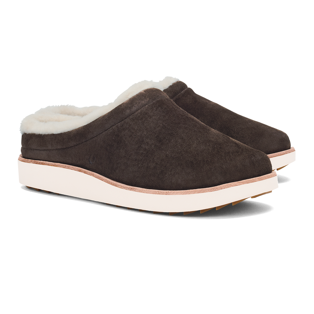 Mani Women's Leather Mule Slippers - Dark Oak / Golden Sand