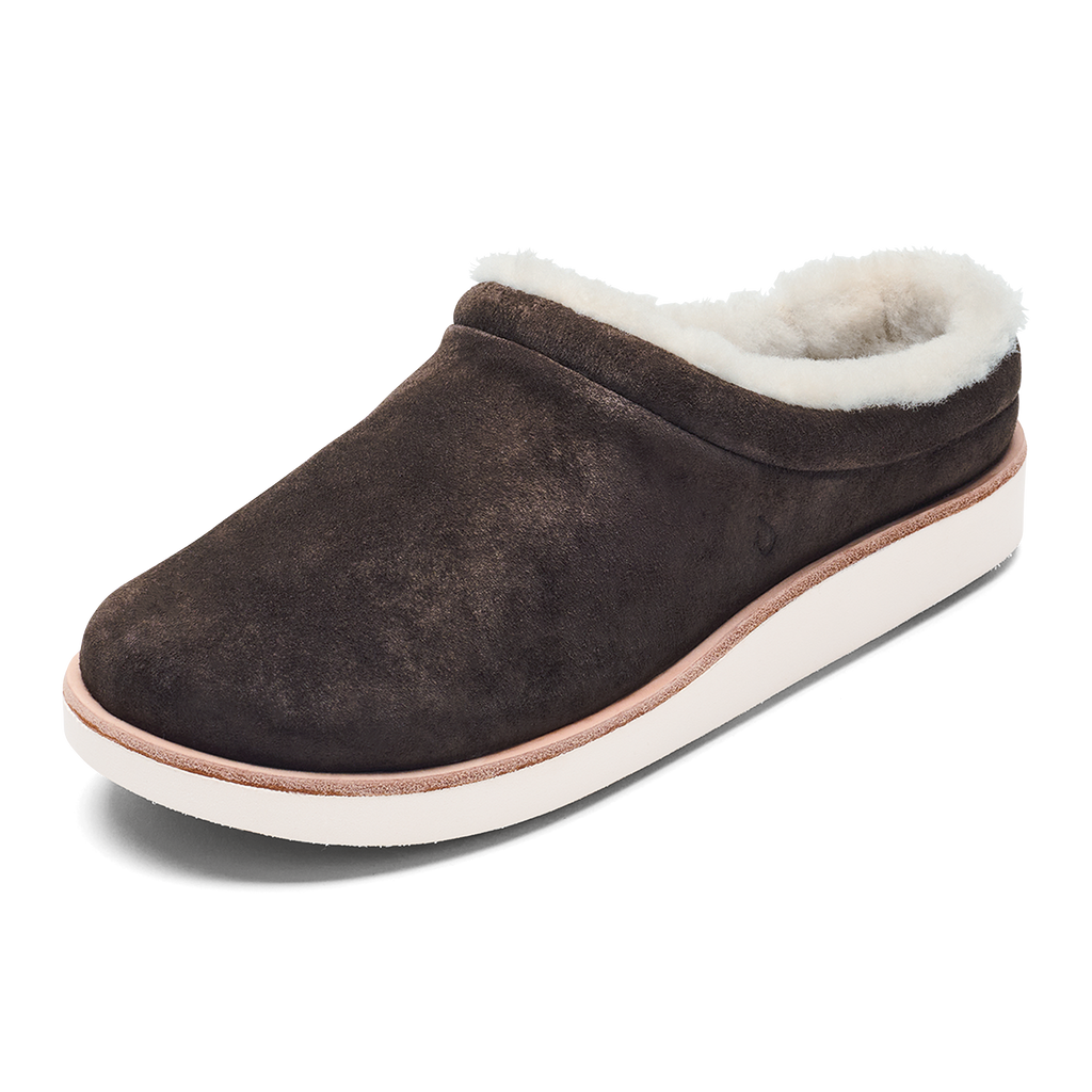 Mani Women's Leather Mule Slippers - Dark Oak / Golden Sand