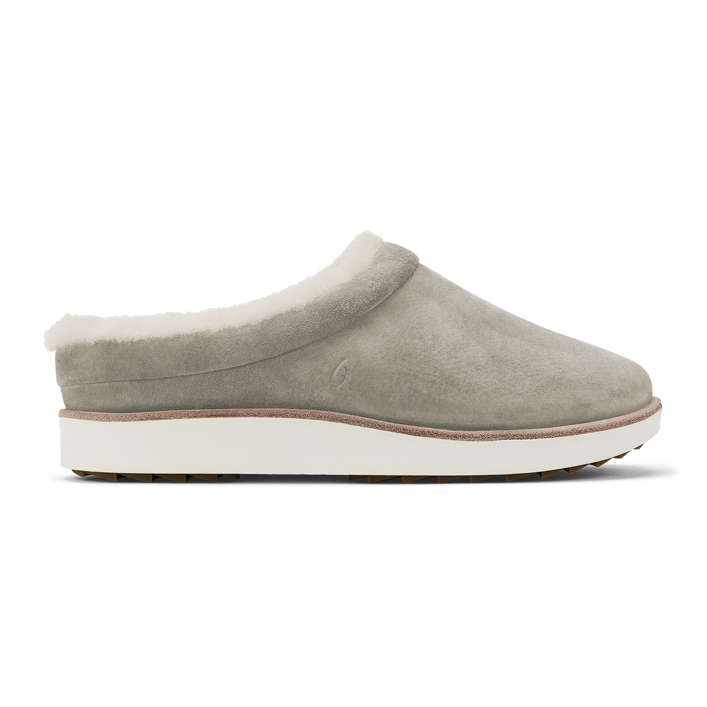Mani Women's Leather Mule Slippers - Taupe Grey / Golden Sand