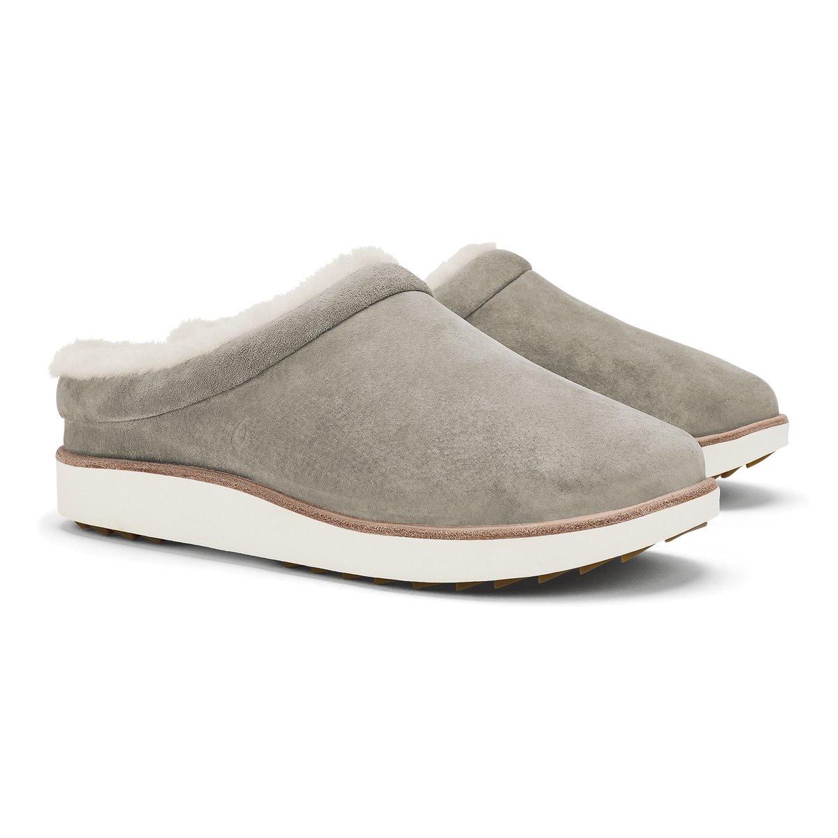 Mani Women's Leather Mule Slippers - Taupe Grey / Golden Sand