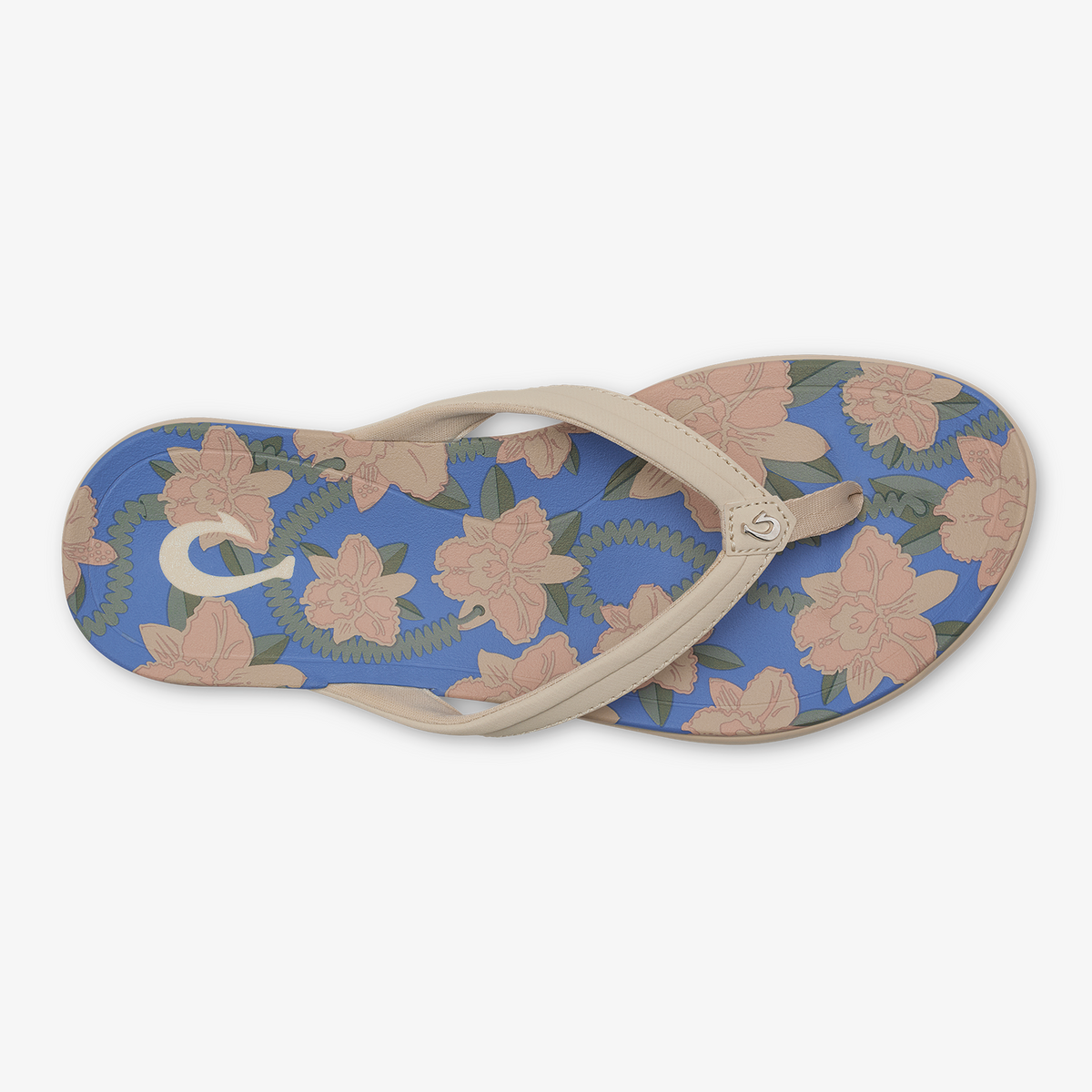 Hoopio Malua Women's Beach Sandals - Tapa / Marine Blue