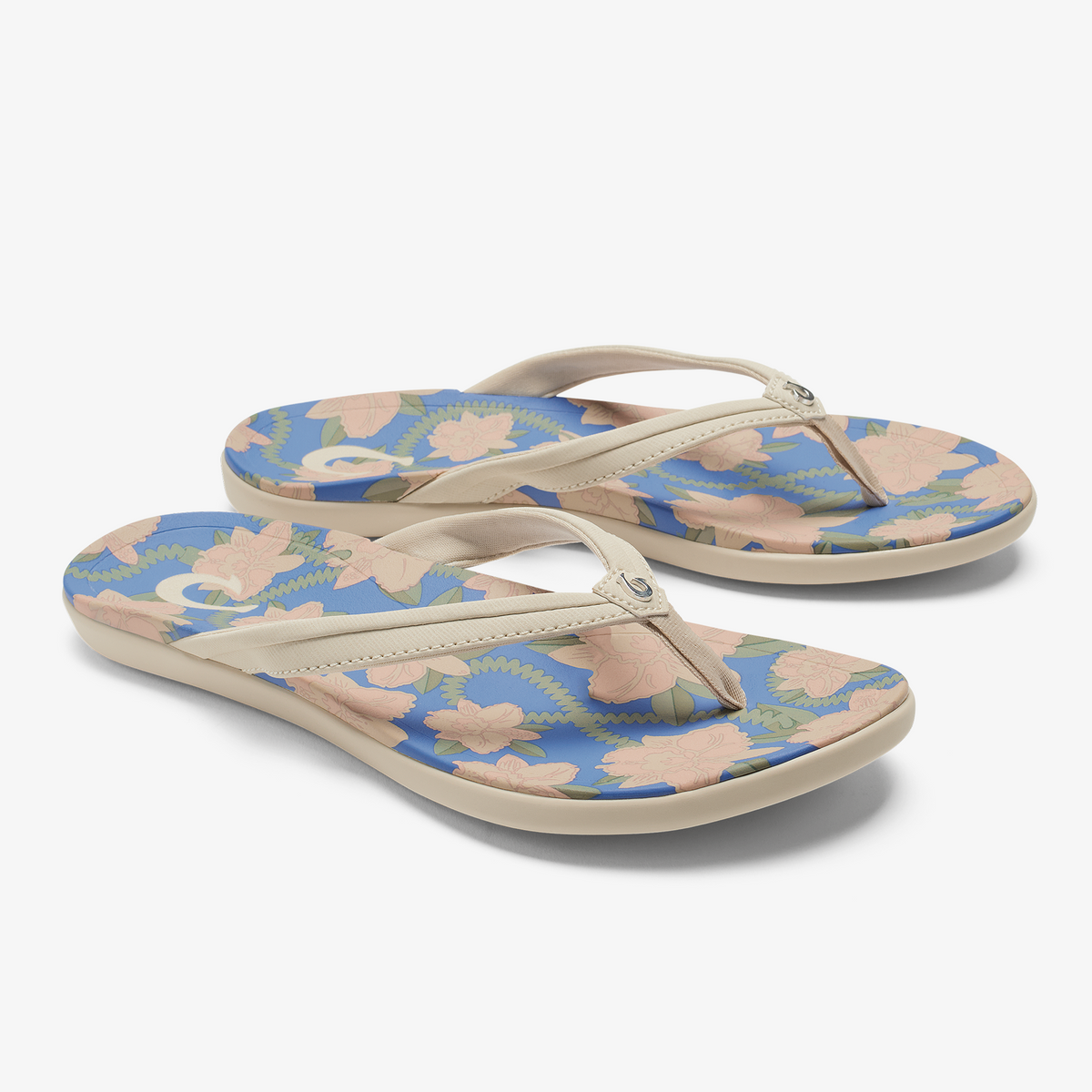 Hoopio Malua Women's Beach Sandals - Tapa / Marine Blue